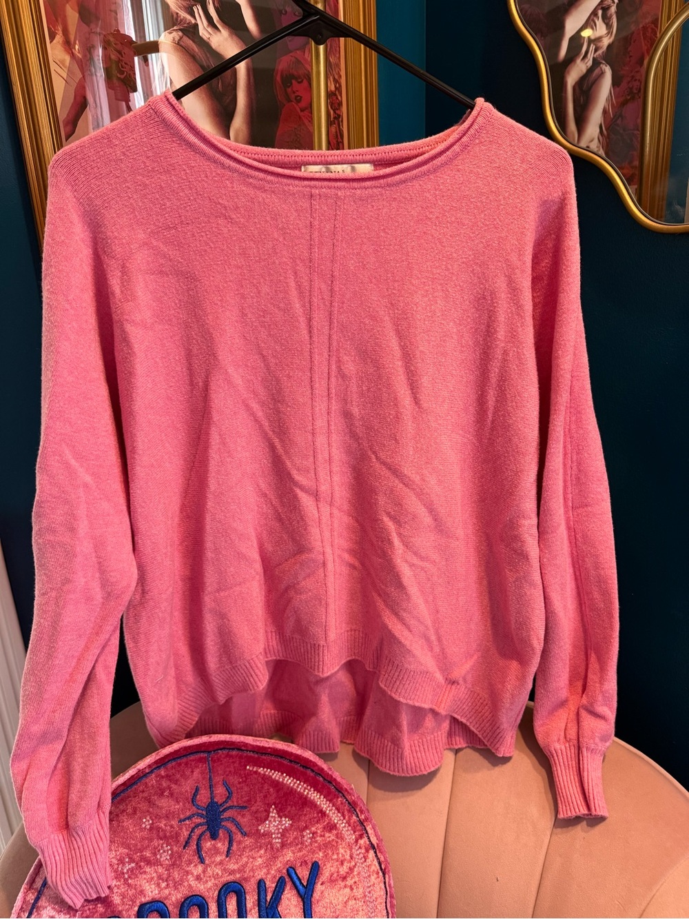 Zenana Outfitters Pink Crewneck Lightweight Sweater